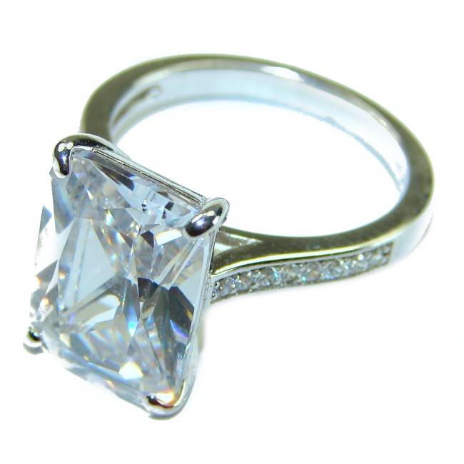 10.5 carat White Topaz .925 Sterling Silver handcrafted ring size 7 1/4