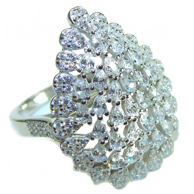 Radiant Femininity White Topaz .925 Sterling Silver handcrafted ring size 8 1/2