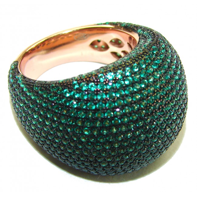 Spectacular Emerald 14K Rose Gold over .925 Sterling Silver handmade Ring size 8