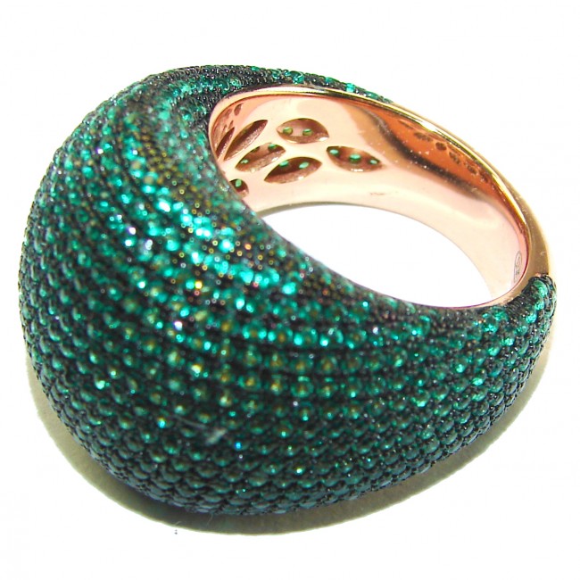 Spectacular Emerald 14K Rose Gold over .925 Sterling Silver handmade Ring size 8