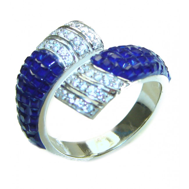 My Love precious Sapphire .925 Sterling Silver Eternity Ring size 8