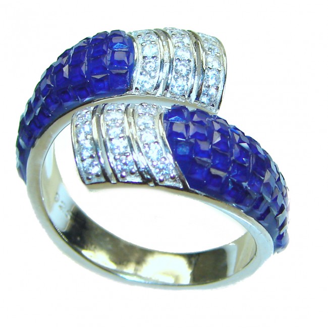 My Love precious Sapphire .925 Sterling Silver Eternity Ring size 8