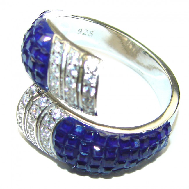 My Love precious Sapphire .925 Sterling Silver Eternity Ring size 8