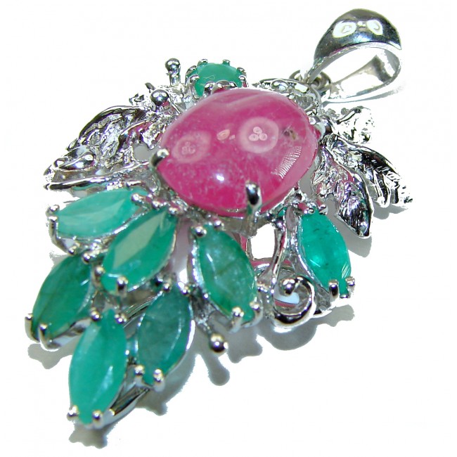 Authentic Ruby Emerald .925 Sterling Silver handcrafted Pendant