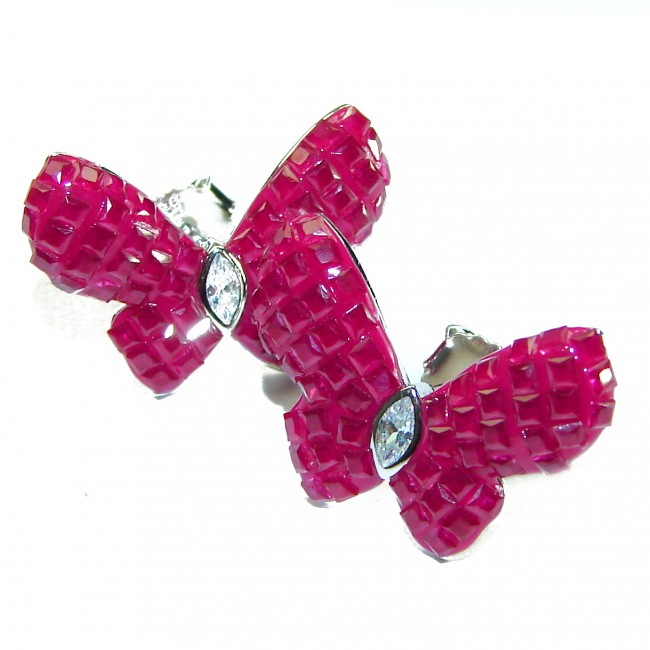 Real Beauty Ruby Butterflies .925 Sterling Silver handcrafted earrings