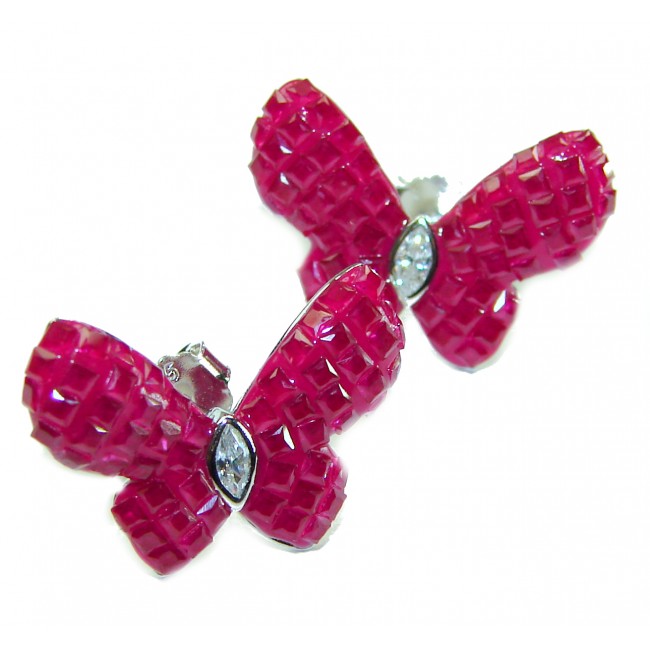 Real Beauty Ruby Butterflies .925 Sterling Silver handcrafted earrings