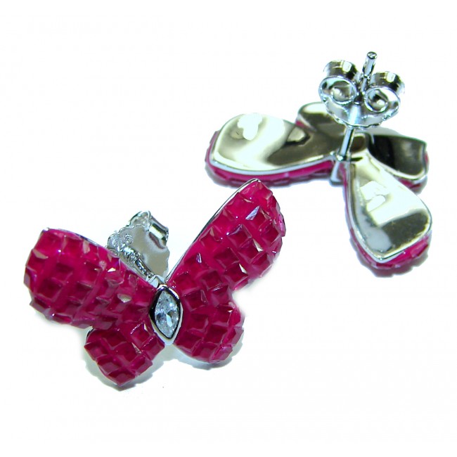 Real Beauty Ruby Butterflies .925 Sterling Silver handcrafted earrings