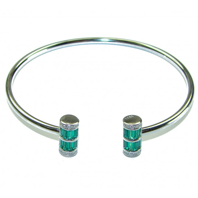 Precious Natural Emerald .925 Sterling Silver Bangle bracelet