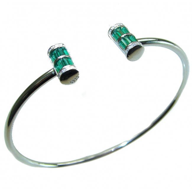 Precious Natural Emerald .925 Sterling Silver Bangle bracelet