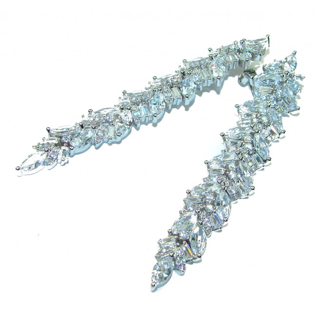 LONG Exclusive White Topaz .925 Sterling Silver .925 Sterling Silver handcrafted Earrings