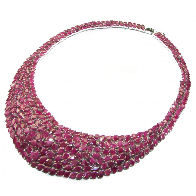 Carmen Lucia natural Ruby .925 Sterling Silver handmade Statement necklace