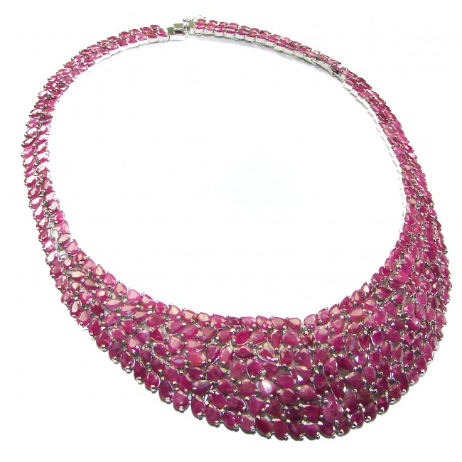 Carmen Lucia natural Ruby .925 Sterling Silver handmade Statement necklace