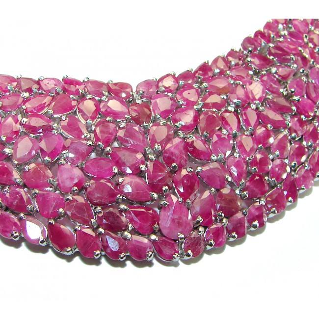 Carmen Lucia natural Ruby .925 Sterling Silver handmade Statement necklace