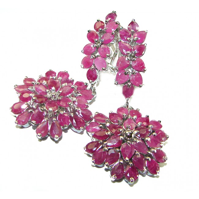 Carmen Lucia natural Ruby .925 Sterling Silver handcrafted Statement earrings