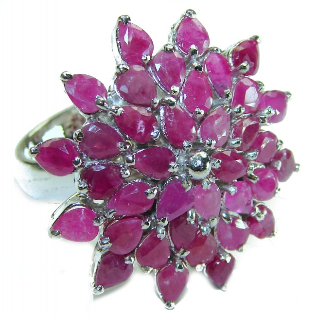 Carmen Lucia natural Ruby .925 Sterling Silver handmade Statement Ring s. 8