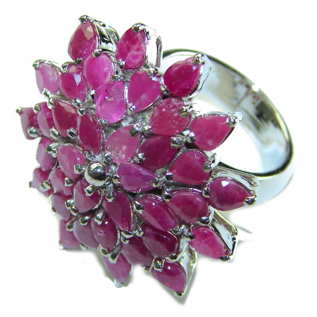 Carmen Lucia natural Ruby .925 Sterling Silver handmade Statement Ring s. 8