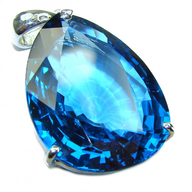 Enchanted Waterdrop 45.5 carat London Blue Topaz .925 Sterling Silver handmade Pendant