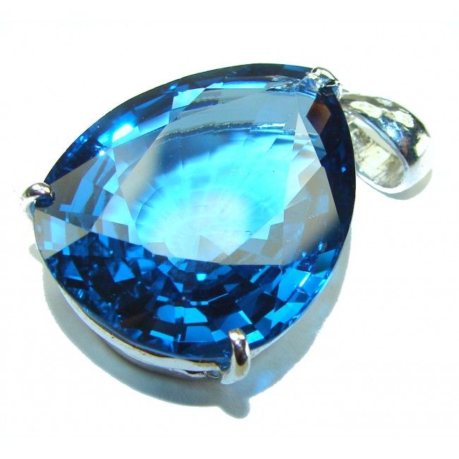 Enchanted Waterdrop 45.5 carat London Blue Topaz .925 Sterling Silver handmade Pendant