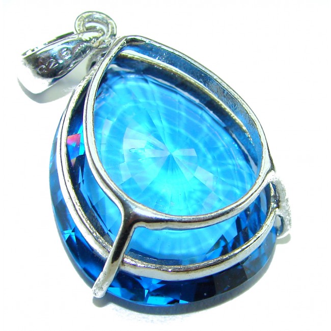 Enchanted Waterdrop 45.5 carat London Blue Topaz .925 Sterling Silver handmade Pendant