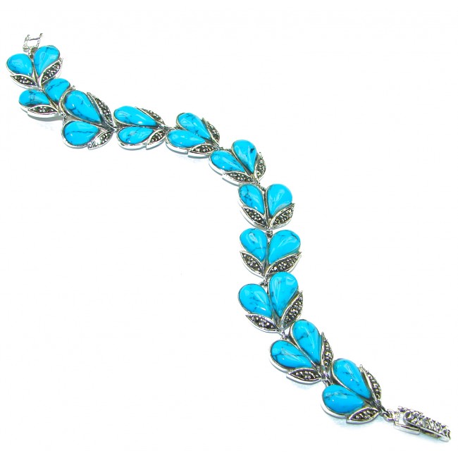 Fantastic Turquoise Marcasite .925 Silver handmade Bracelet