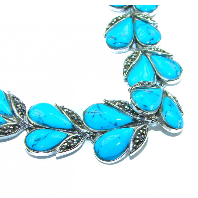 Fantastic Turquoise Marcasite .925 Silver handmade Bracelet