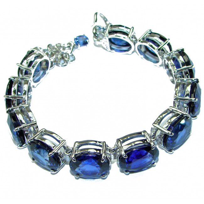 105.5 carat London Blue Topaz .925 Sterling Silver handcrafted Bracelet