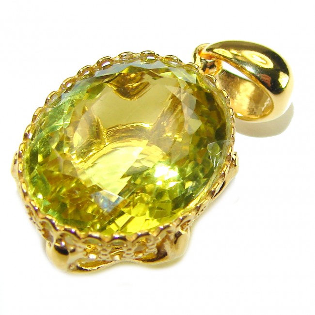 Authentic Golden Lemon Quartz 18K Gold over .925 Sterling Silver handmade Pendant