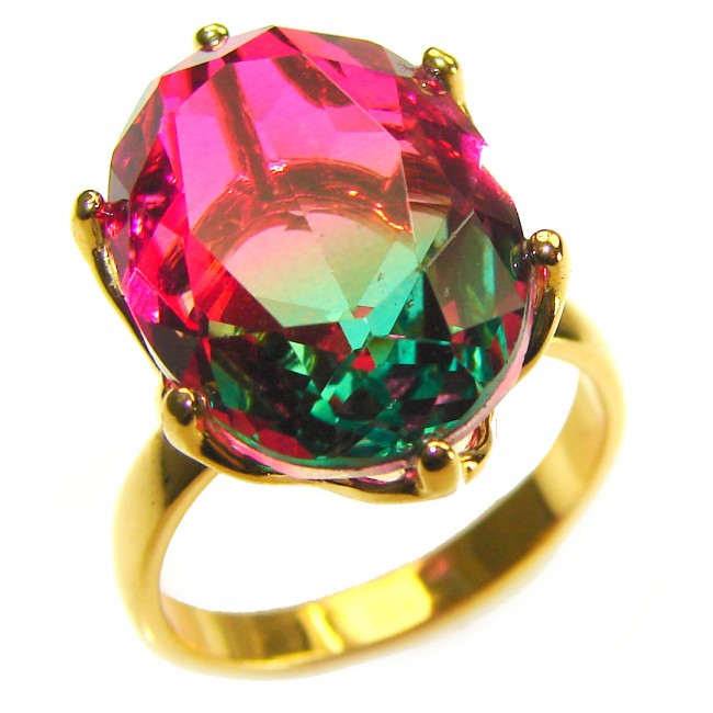 11.8 carat Brazilian Tourmaline 14K Gold over .925 Sterling Silver Perfectly handcrafted Ring s. 7