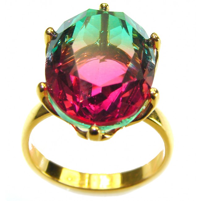 11.8 carat Brazilian Tourmaline 14K Gold over .925 Sterling Silver Perfectly handcrafted Ring s. 7