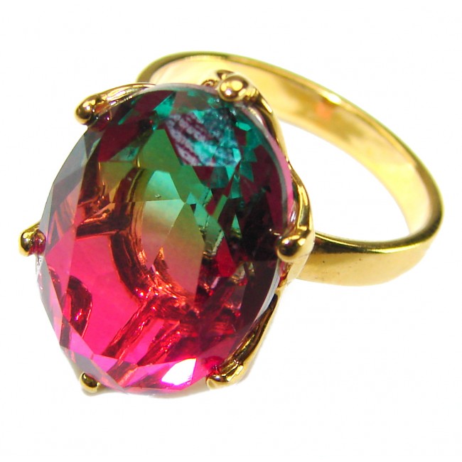 11.8 carat Brazilian Tourmaline 14K Gold over .925 Sterling Silver Perfectly handcrafted Ring s. 7