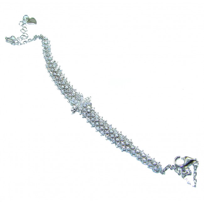 Luxurious Genuine White Topaz .925 Sterling Silver Bracelet