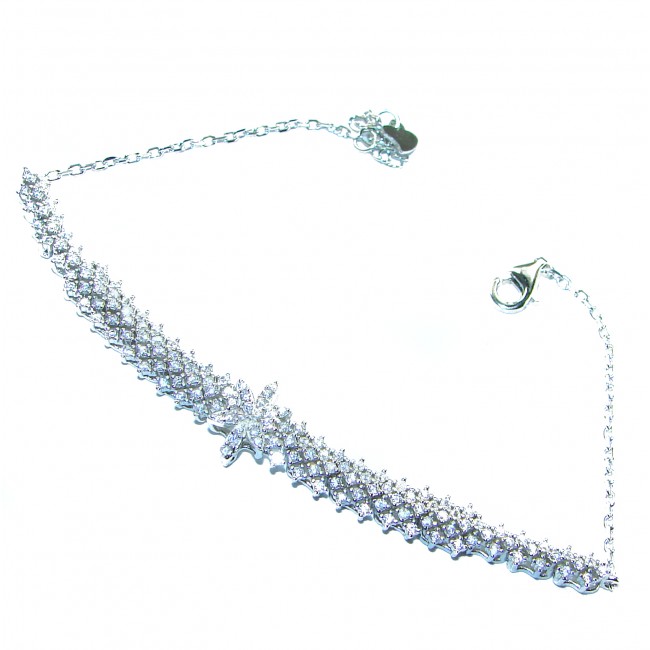 Luxurious Genuine White Topaz .925 Sterling Silver Bracelet