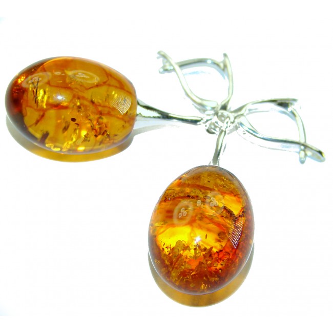 Authentic Baltic Polish Amber .925 Sterling Silver earrings