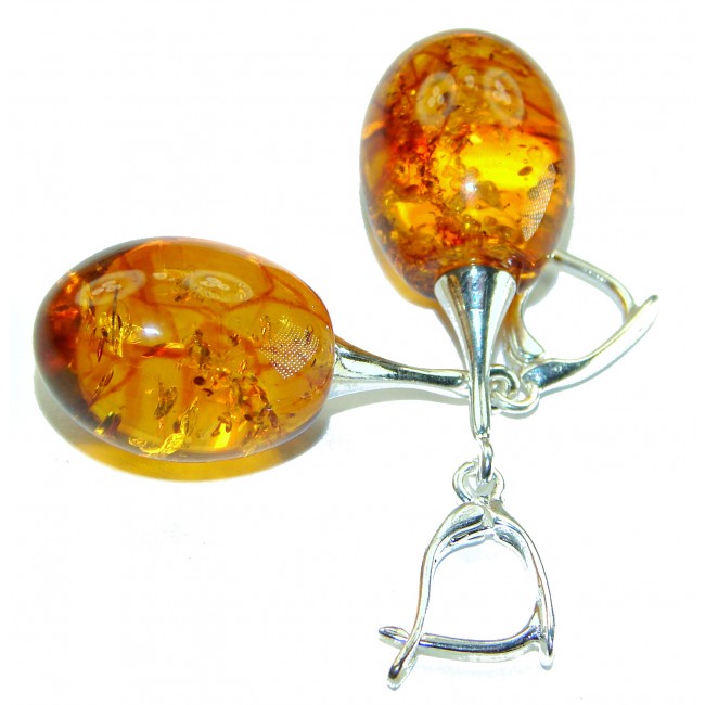 Authentic Baltic Polish Amber .925 Sterling Silver earrings