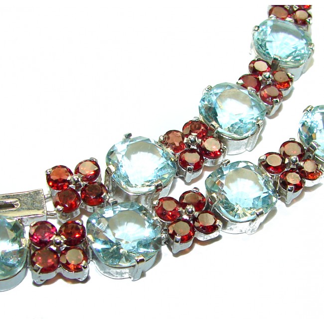 Bianca authentic Ruby Aquamarine .925 Sterling Silver handcrafted necklace