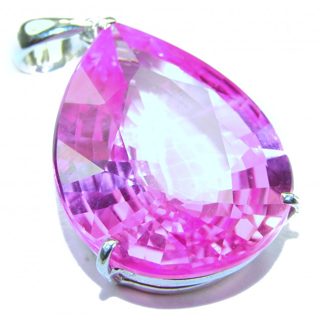 Pear cut cut 56.4 carat Pink Sapphire .925 Sterling Silver handcrafted pendant