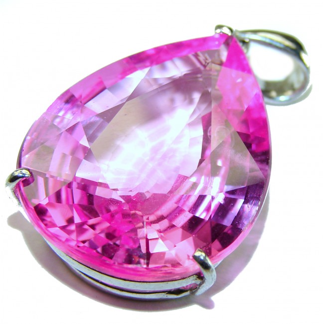 Pear cut cut 56.4 carat Pink Sapphire .925 Sterling Silver handcrafted pendant