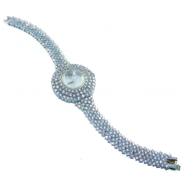 Precious White Topaz .925 Sterling Silver handmade Bracelet Watch