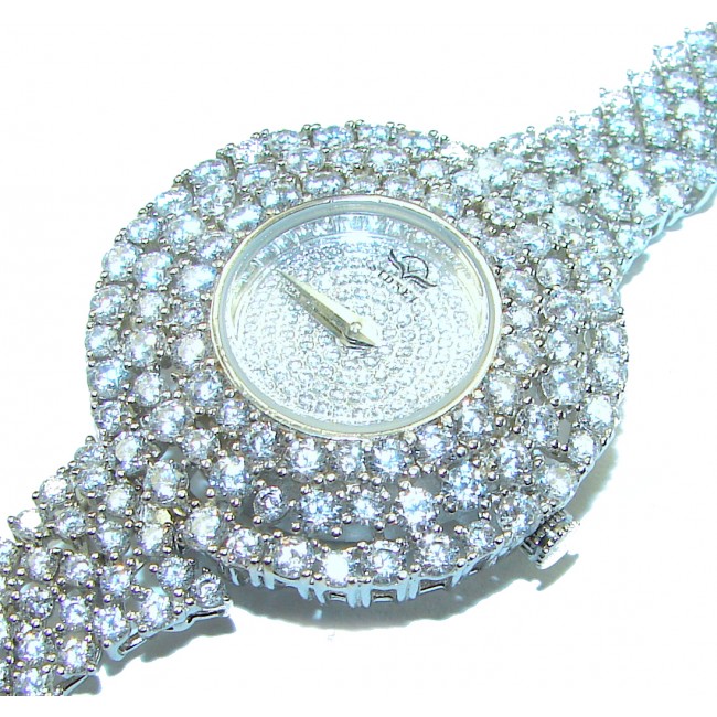 Precious White Topaz .925 Sterling Silver handmade Bracelet Watch