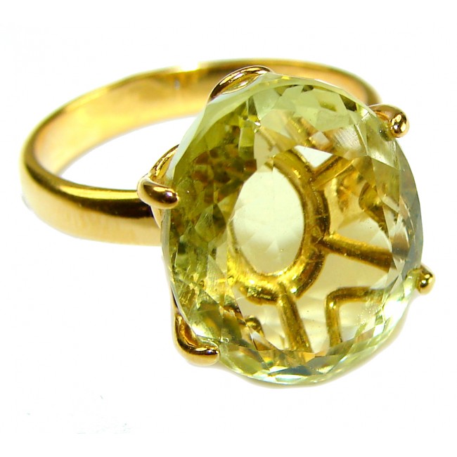 Authentic Citrine 14k Gold over .925 Sterling Silver handmade Cocktail Ring s. 9