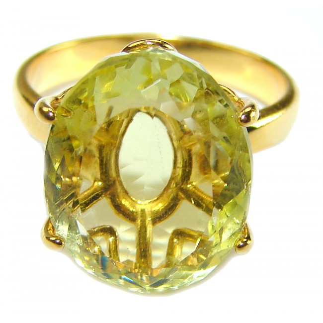 Authentic Citrine 14k Gold over .925 Sterling Silver handmade Cocktail Ring s. 9