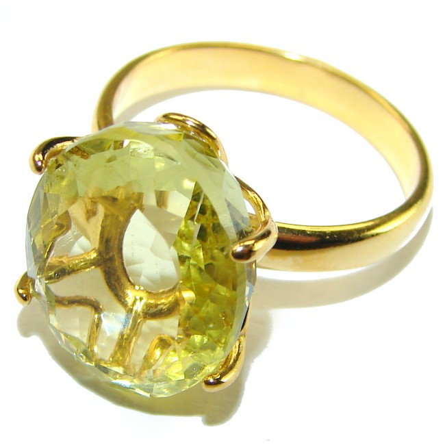 Authentic Citrine 14k Gold over .925 Sterling Silver handmade Cocktail Ring s. 9