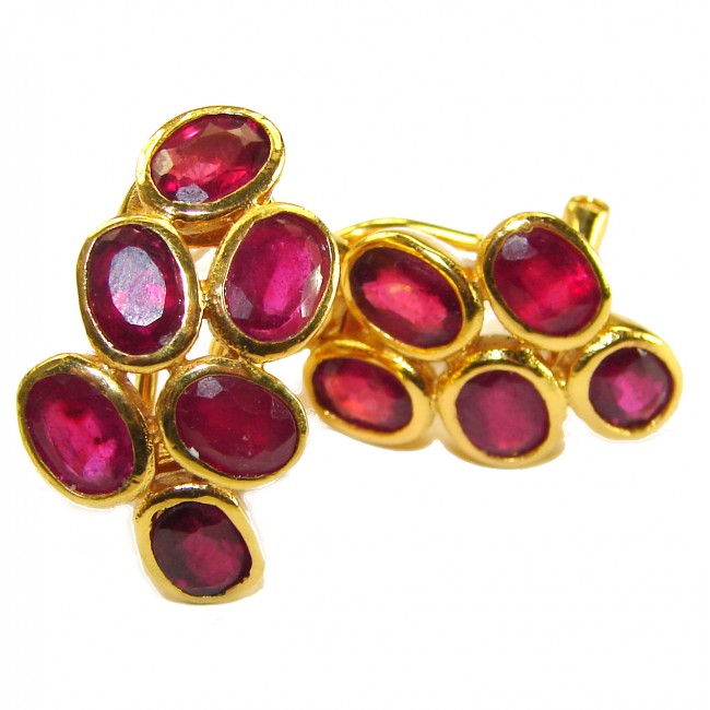 Born to Glam authentic Ruby 18K Gold over .925 Sterling Silver handcrafted earrings