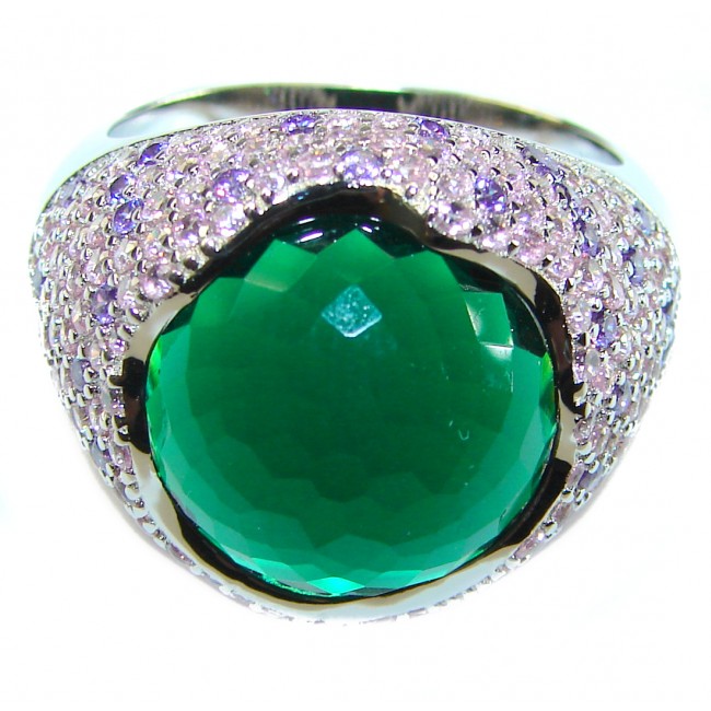 Marvelous Green Topaz .925 Silver handcrafted Statement Ring s. 10