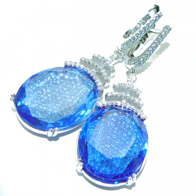 Endless Ocean natural Blue Topaz .925 Sterling Silver handcrafted earrings