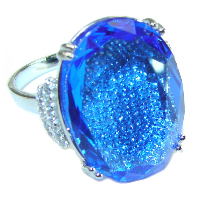 Endless Ocean natural Blue Topaz .925 Sterling Silver handmade Ring size 8