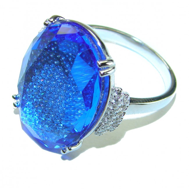 Endless Ocean natural Blue Topaz .925 Sterling Silver handmade Ring size 8