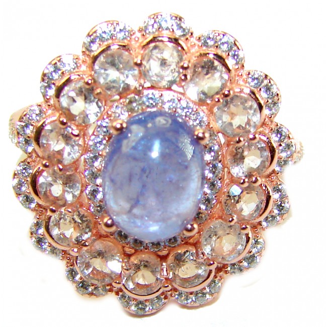 Incredible authentic Tanzanite Morganite 14K Rose Gold .925 Sterling Silver handmade Ring size 8 1/4