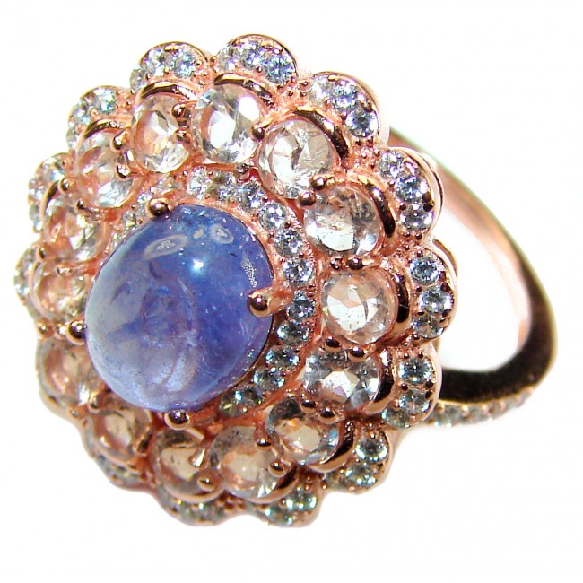 Incredible authentic Tanzanite Morganite 14K Rose Gold .925 Sterling Silver handmade Ring size 8 1/4