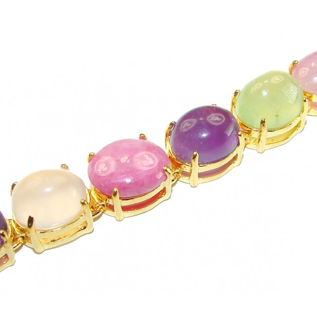 Tutti Frutti Mesmerizing Genuine Gems 18K Gold over .925 Sterling Silver handmade Bracelet